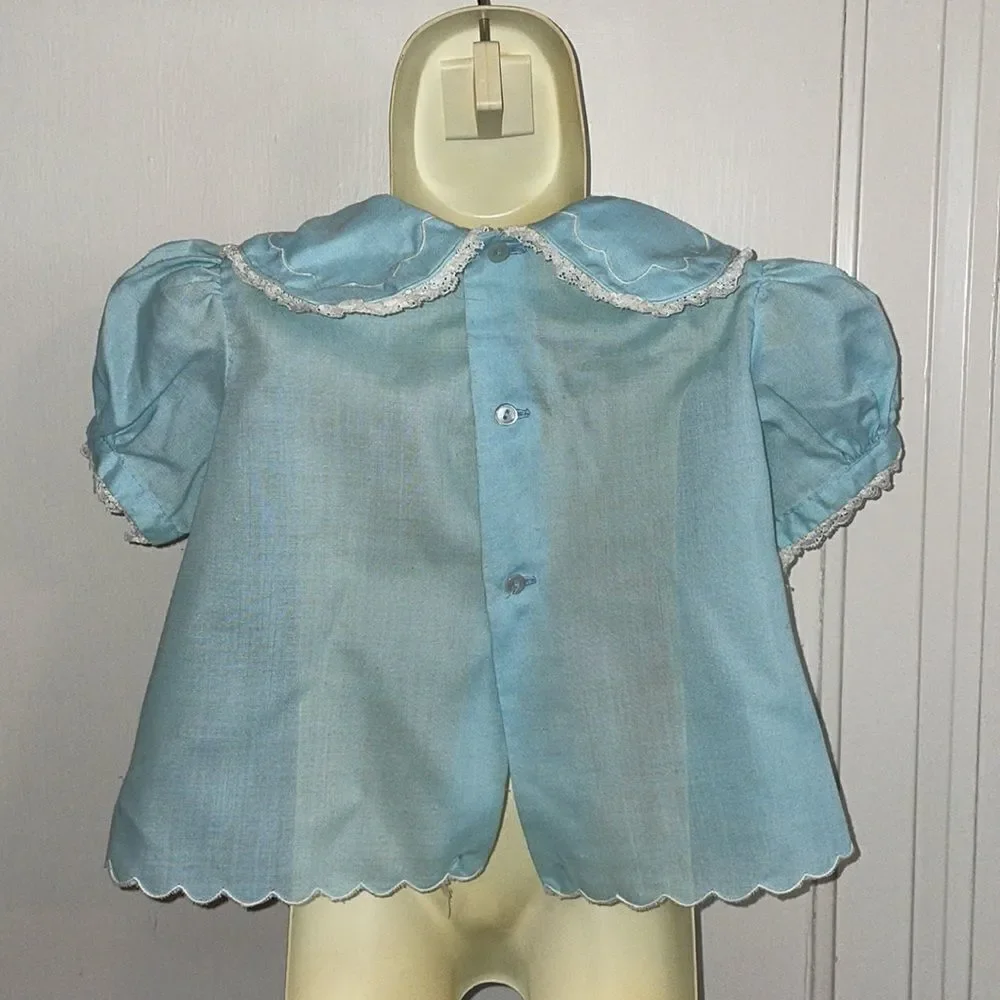 Vtg Nannette embroidered light blue baby dress‎